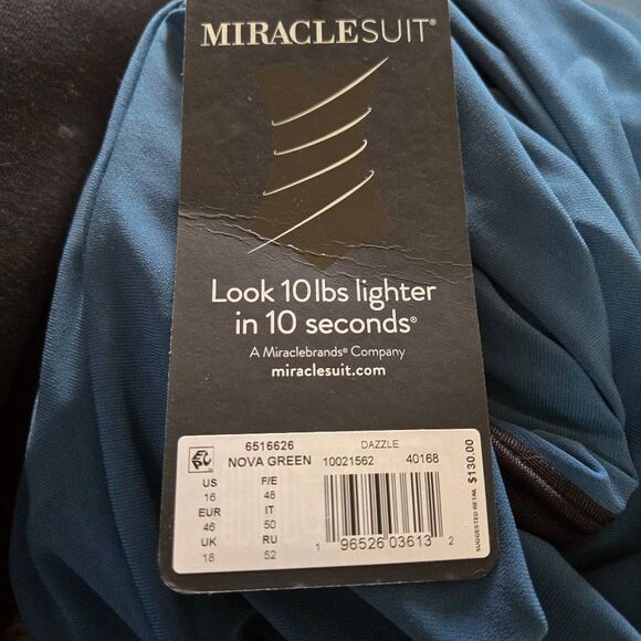 Miraclesuit Dazzle Tankini Swim Top Scoop Neck Nova Green 16  NWT - Picture 5 of 5